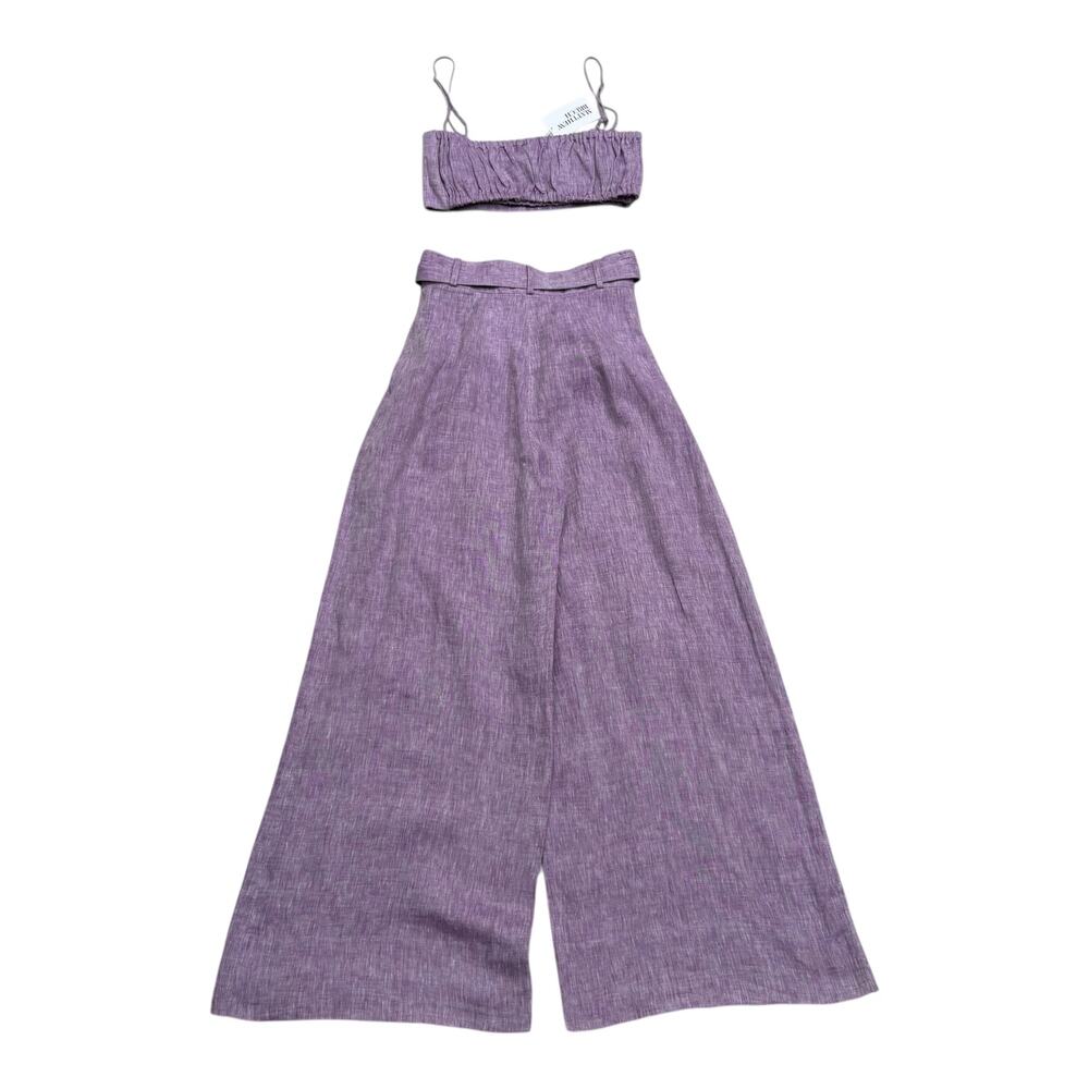 NWT Matthew Bruch Linen Wide Leg Pant and Structured Bandeau Crop Top - Picture 5 of 16